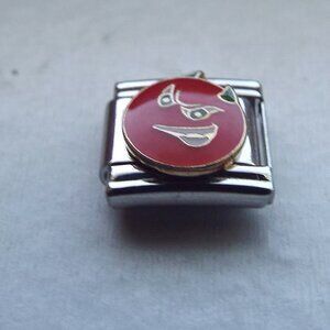 Round red enamel devil face 9mm stainless steel italian charm bracelet link new